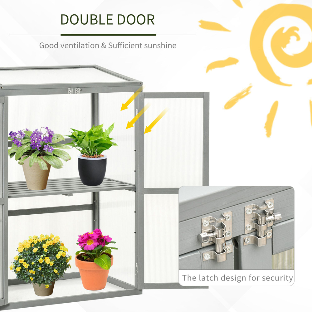 Outsunny Wooden Polycarbonate Cold Frame Image 5