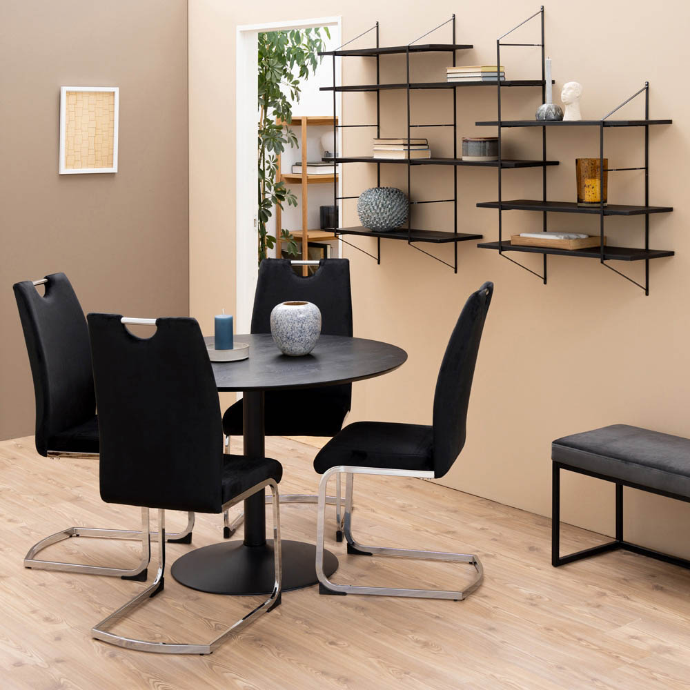 Furniture To Go Ibiza 4 Seater Round Dining Table with Black Ash Top and Matt Black Base Image 4