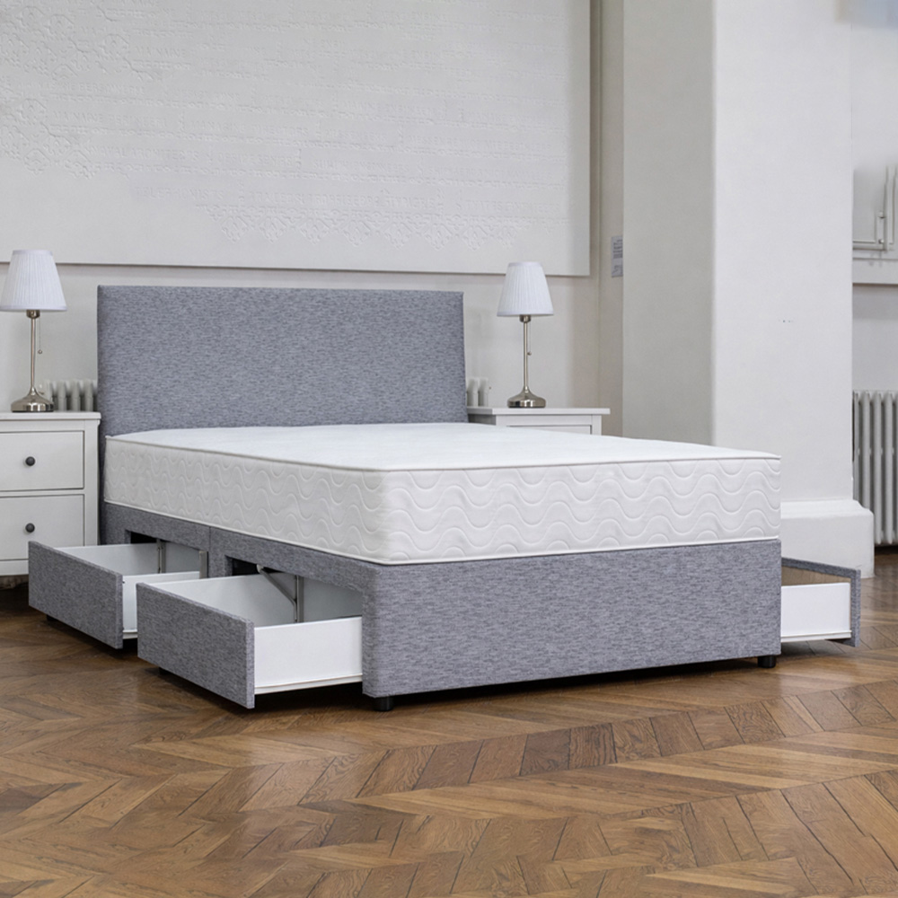 Langham Single Grey 2 Drawer Essential Divan Base Image 4
