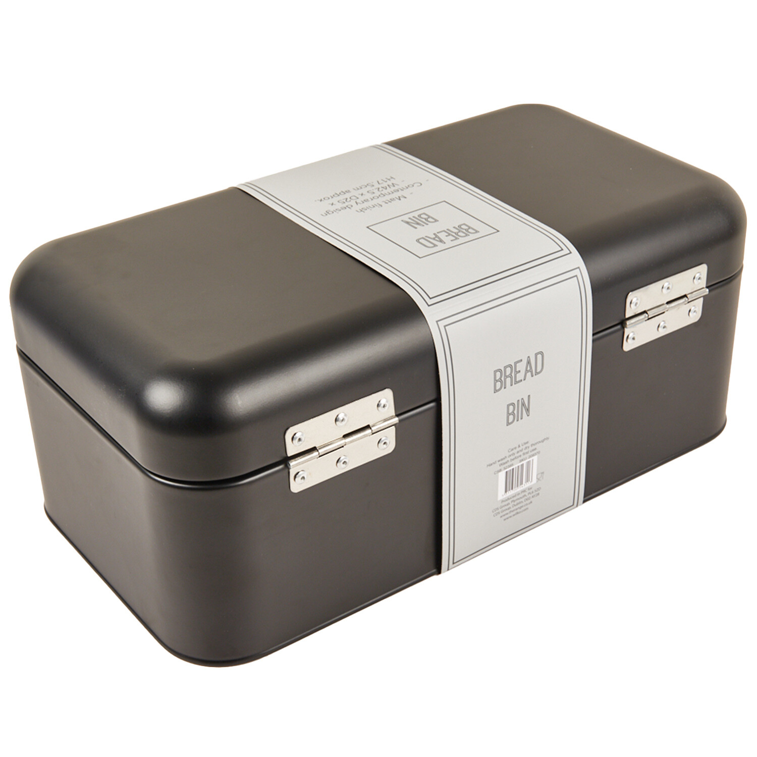 Black Rectangular Bread Bin - Black Image 3