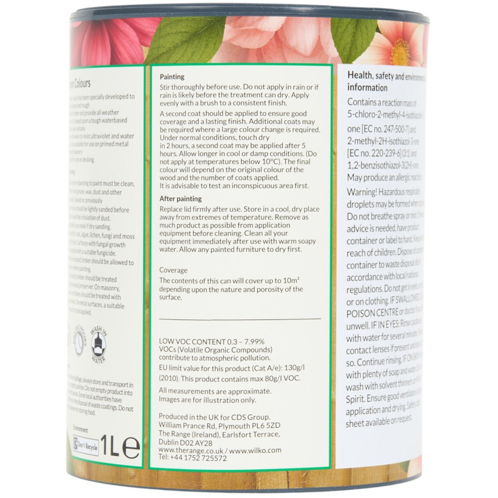 Wilko Garden Colours Vanilla Morning Wood Paint 1L Image 2