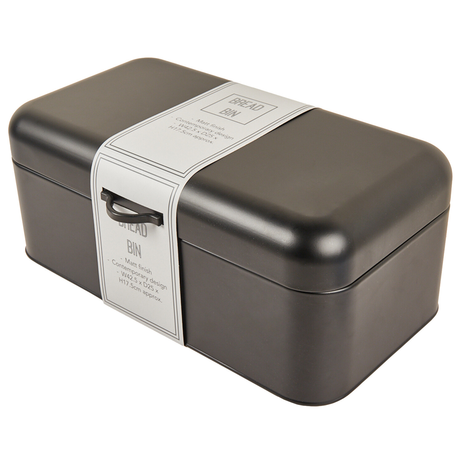 Black Rectangular Bread Bin - Black Image 2