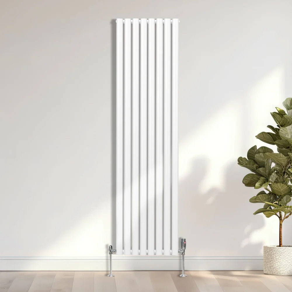 Monster Shop 6421BTU White Oval Column Radiator and Valves 1800 x 480mm Image 2