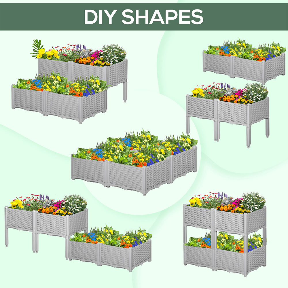 Outsunny Set of 4 Garden Bed Grey Image 5