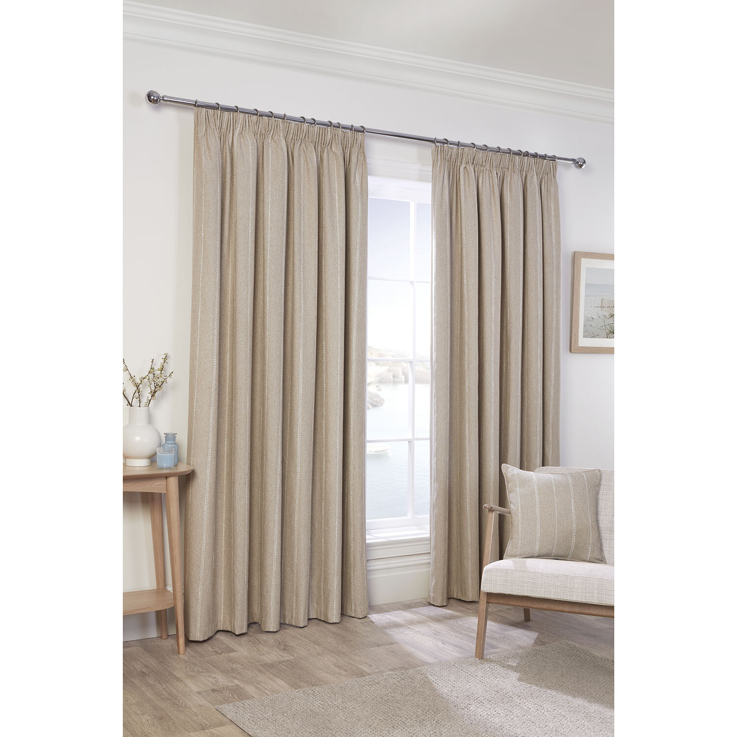 Padstow Thermal Curtain - Natural / 168cm / 137cm Image 2