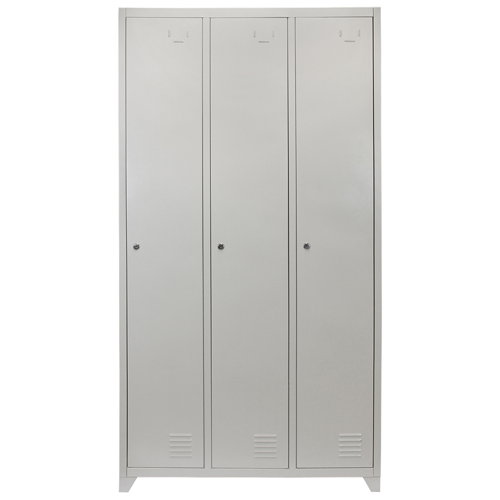 MonsterShop 3 Door Grey Metal Storage Locker Image 3
