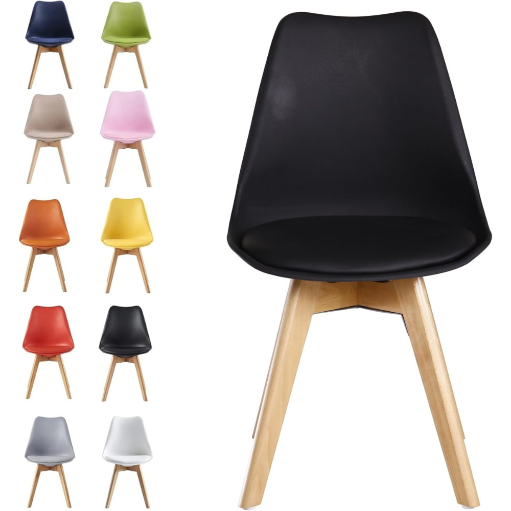 Life Interiors Lorenzo Black Faux Leather Plastic Dining Chairs Set of 6 Image 5