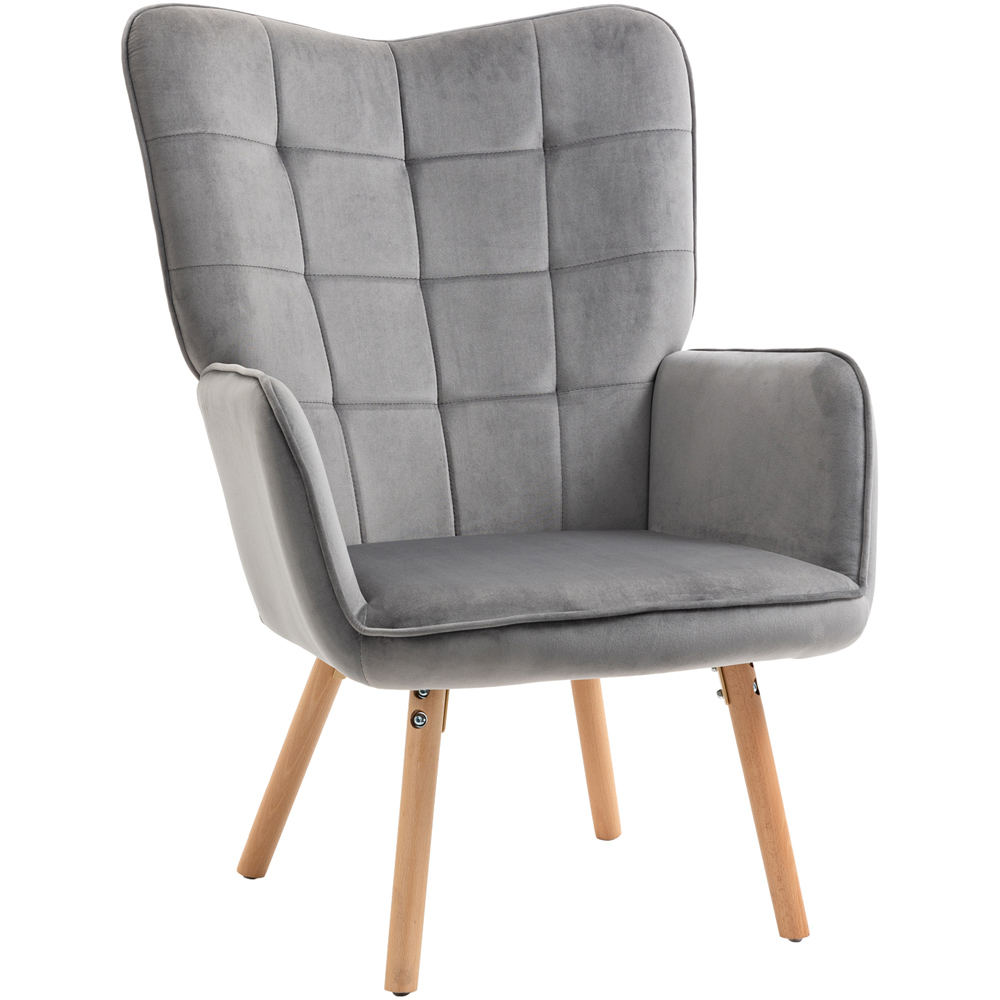 Portland Grey Tufted Wingback Armchair Image 2