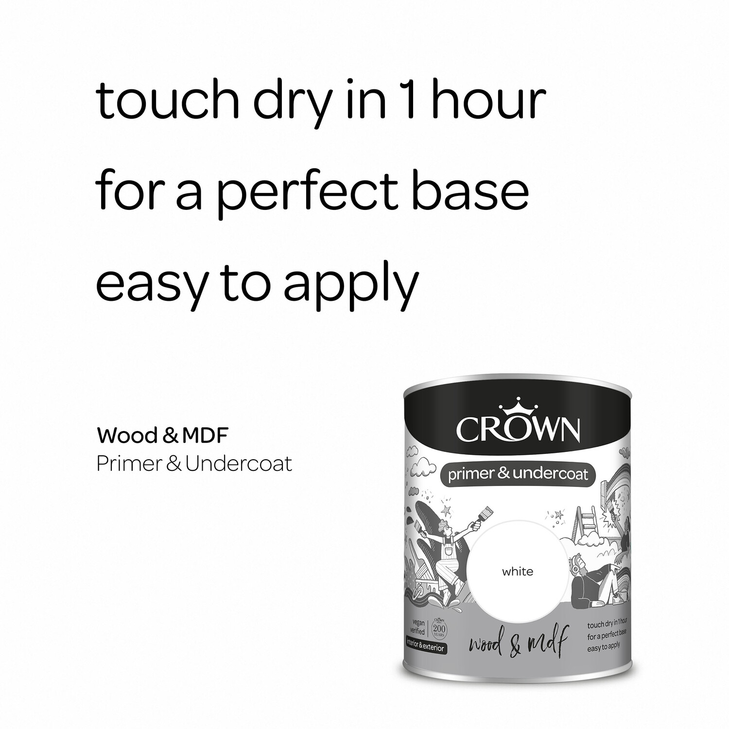Crown Wood & MDF White Primer & Undercoat 750ml Image 6