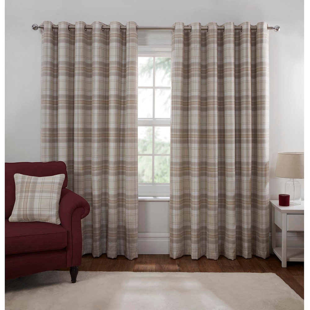 Divante Hatfield Natural Check Blackout Curtains 229cm Image 6