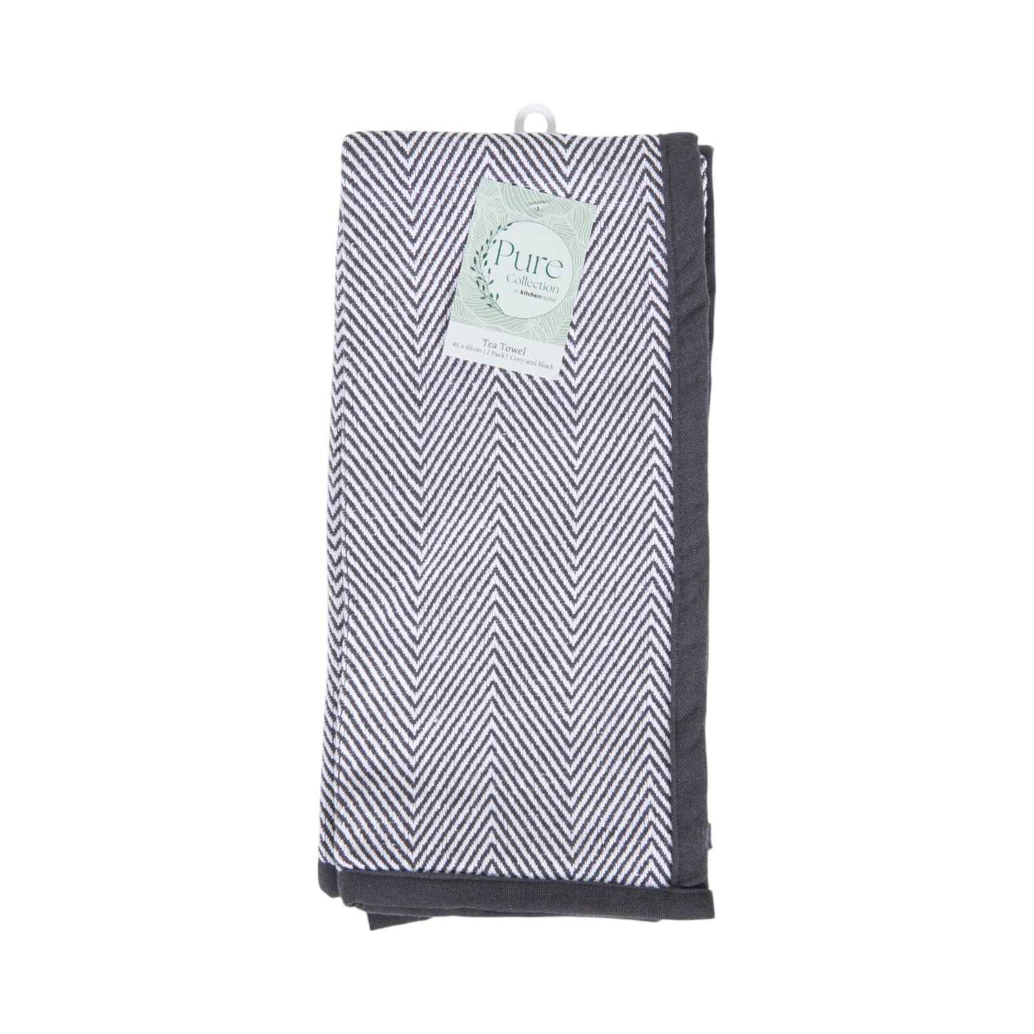 Pack of 2 Grey and Black Tea Towels - Grey and Black Image 5
