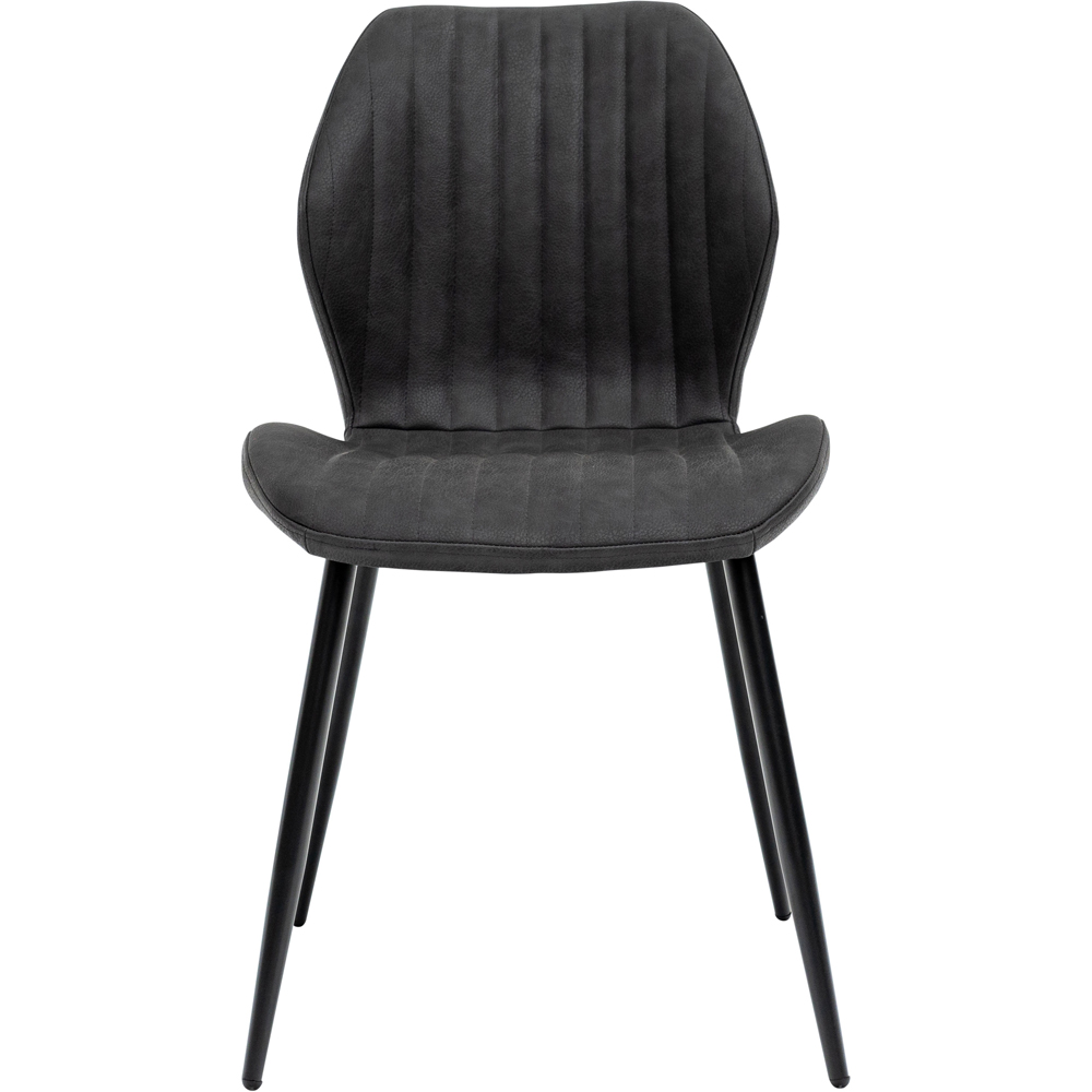 WF Sheldon Charcoal PU Faux Leather Dining Chairs with Black Legs Set of 2 Image 4