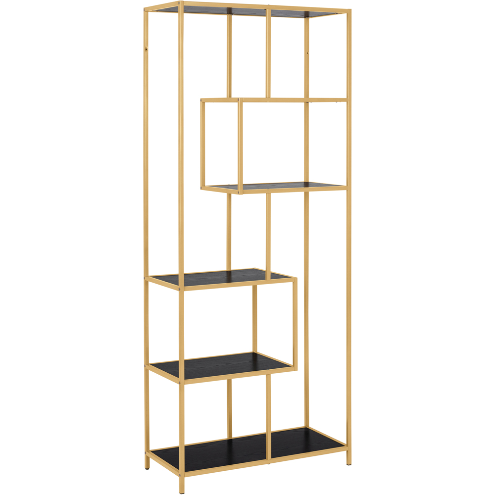 Florence Seaford 5 Shelf Black and Gold Metal Bookcase Image 2