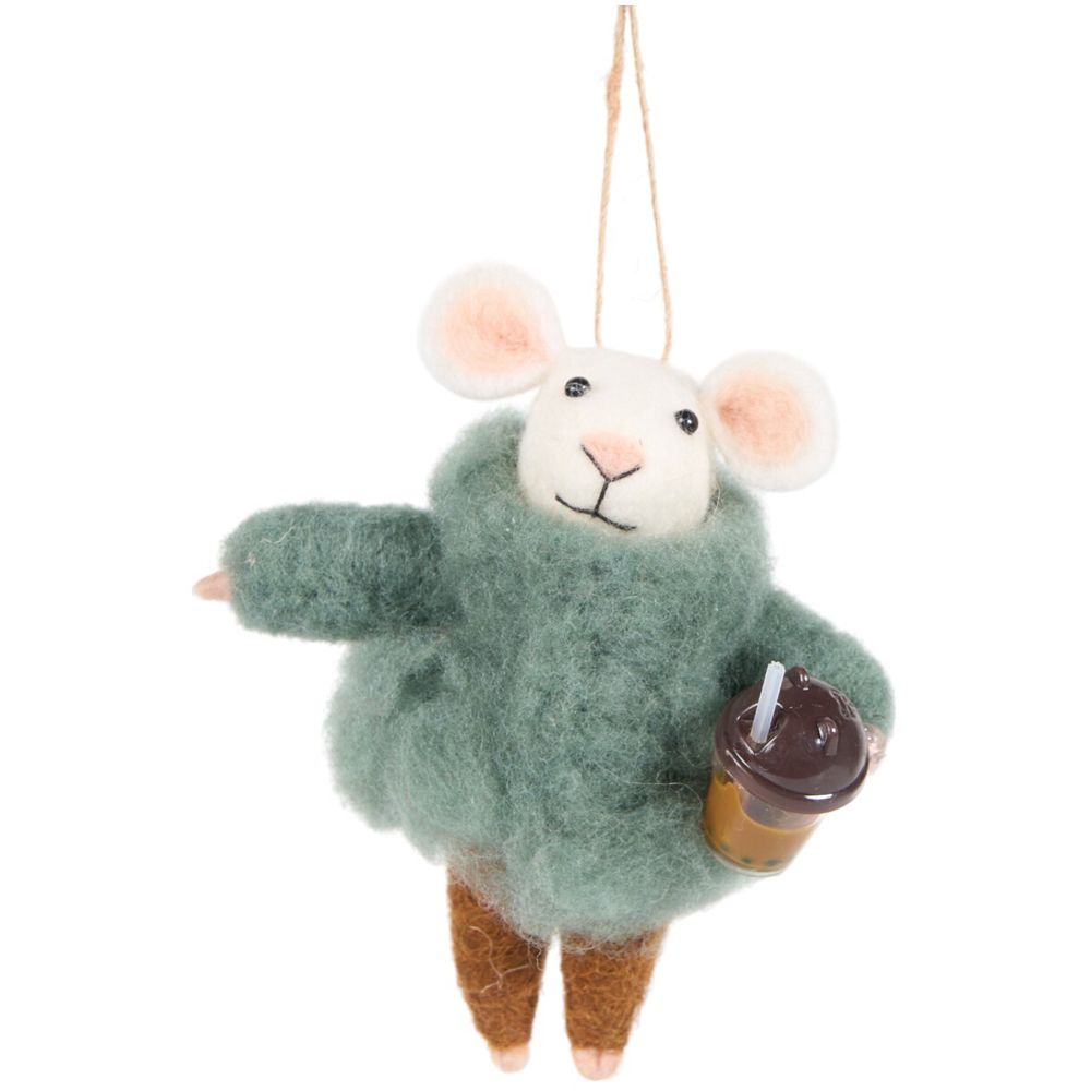 Coffee Cup Mouse Hanging Decoration Grey Image 1