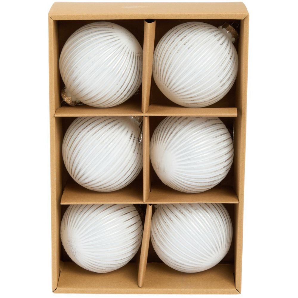 Pack of 6 Antique Glass Baubles White Image 1
