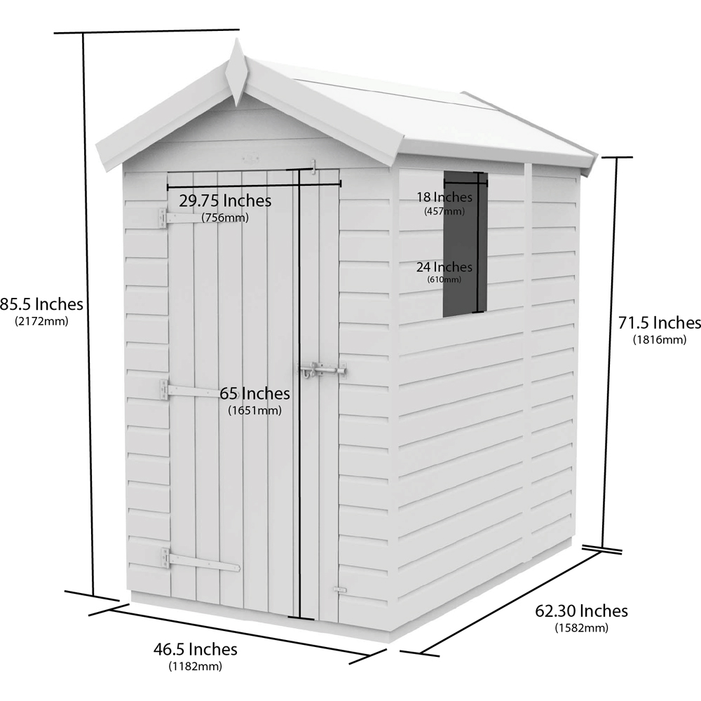 DIY Sheds 4 x 5ft Tongue and Groove Timber Apex Garden Shed Image 9