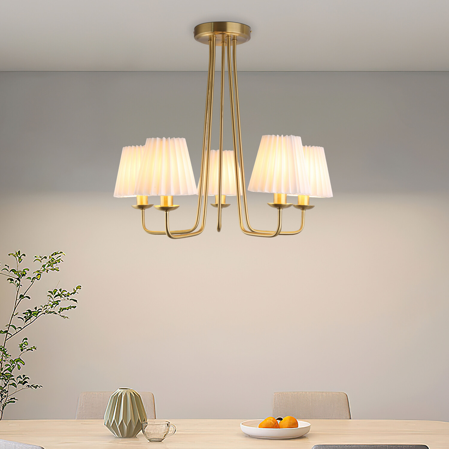 Poppy 5 Light Ceiling Fitting Brass Image 2