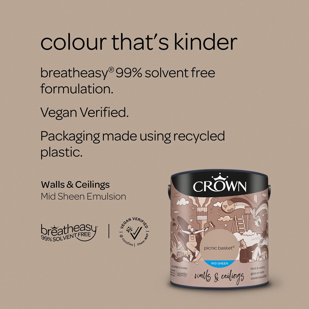 Crown Walls and Ceilings Mid Sheen Emulsion Picnic Basket 2.5l Image 7