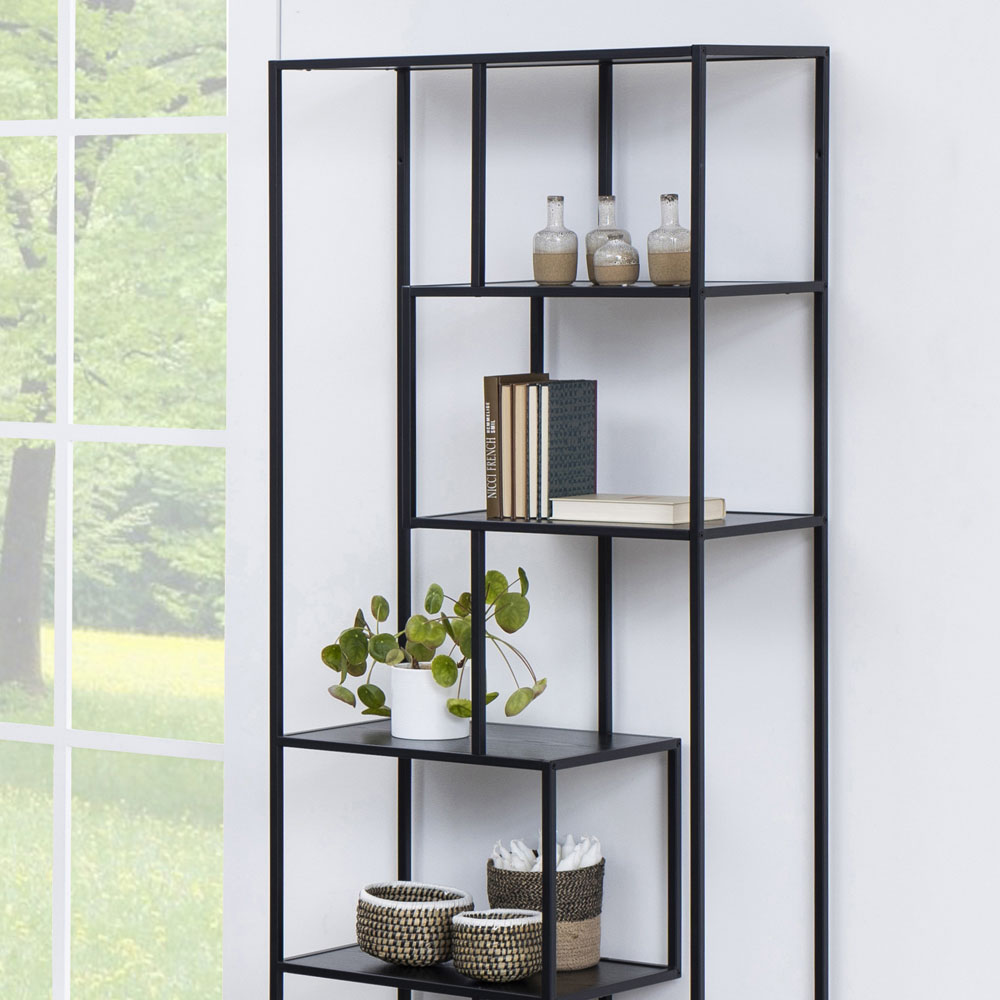 Furniture To Go Seaford Black 5 Shelf Tall Bookcase Image 6