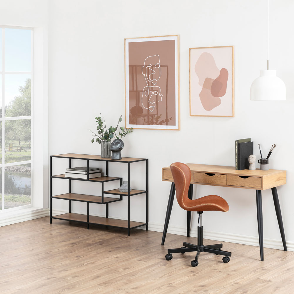 Furniture To Go Seaford Black and Oak 4 Shelf Wide Bookcase Image 6