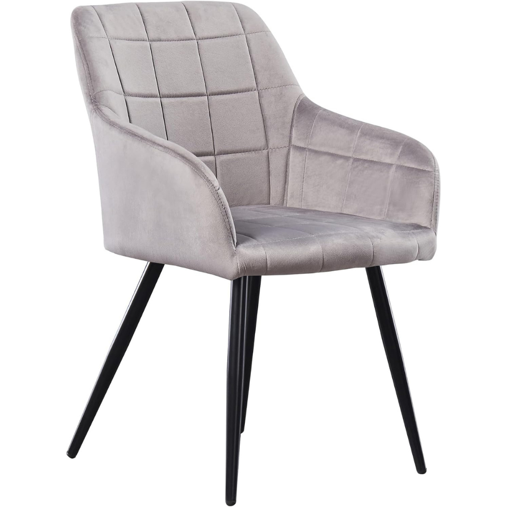 Life Interiors Camden Light Grey Velvet Upholstered Dining Chair Image 6