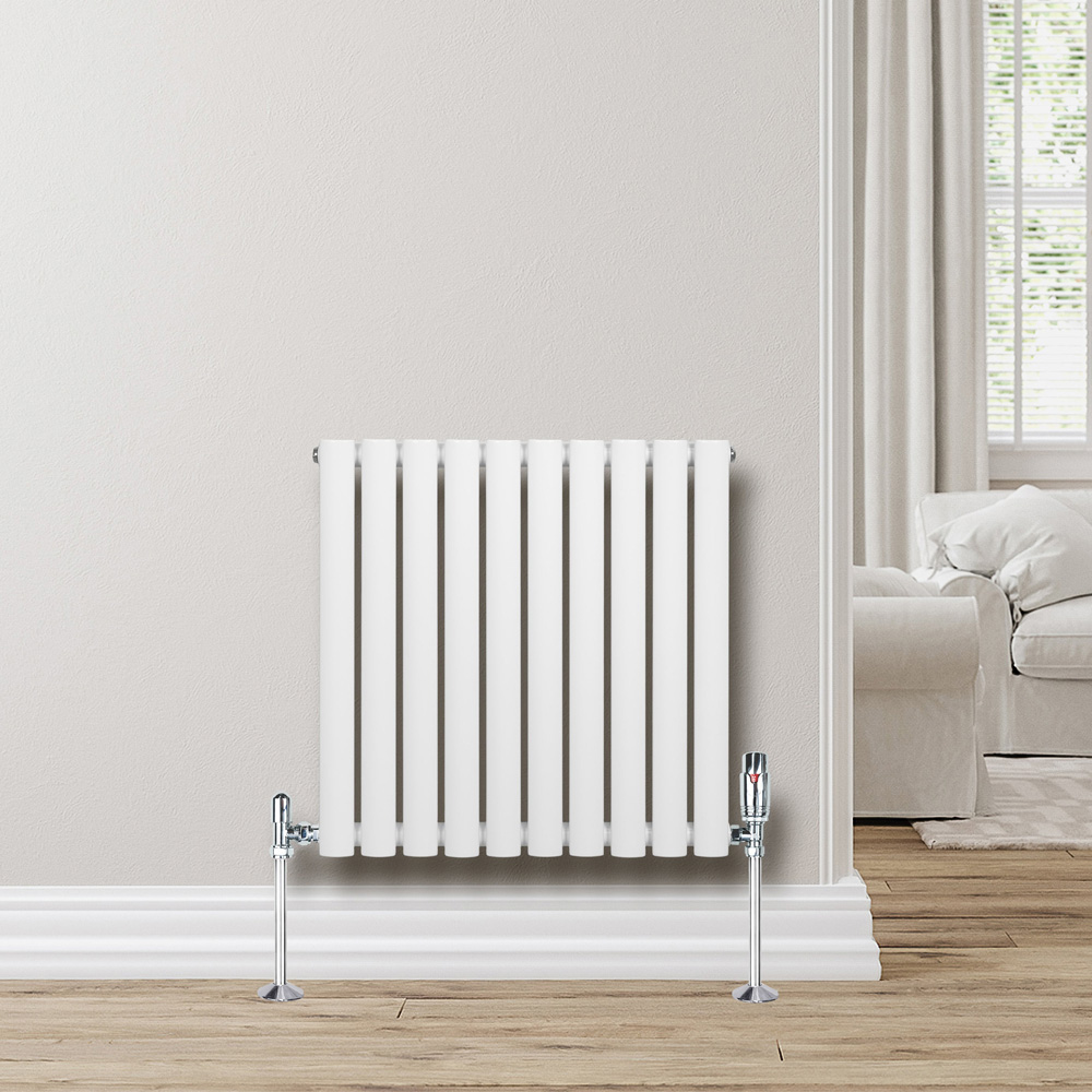 MonsterShop 1950 BTU White Oval Single Column Radiator 600 x 600mm Image 2