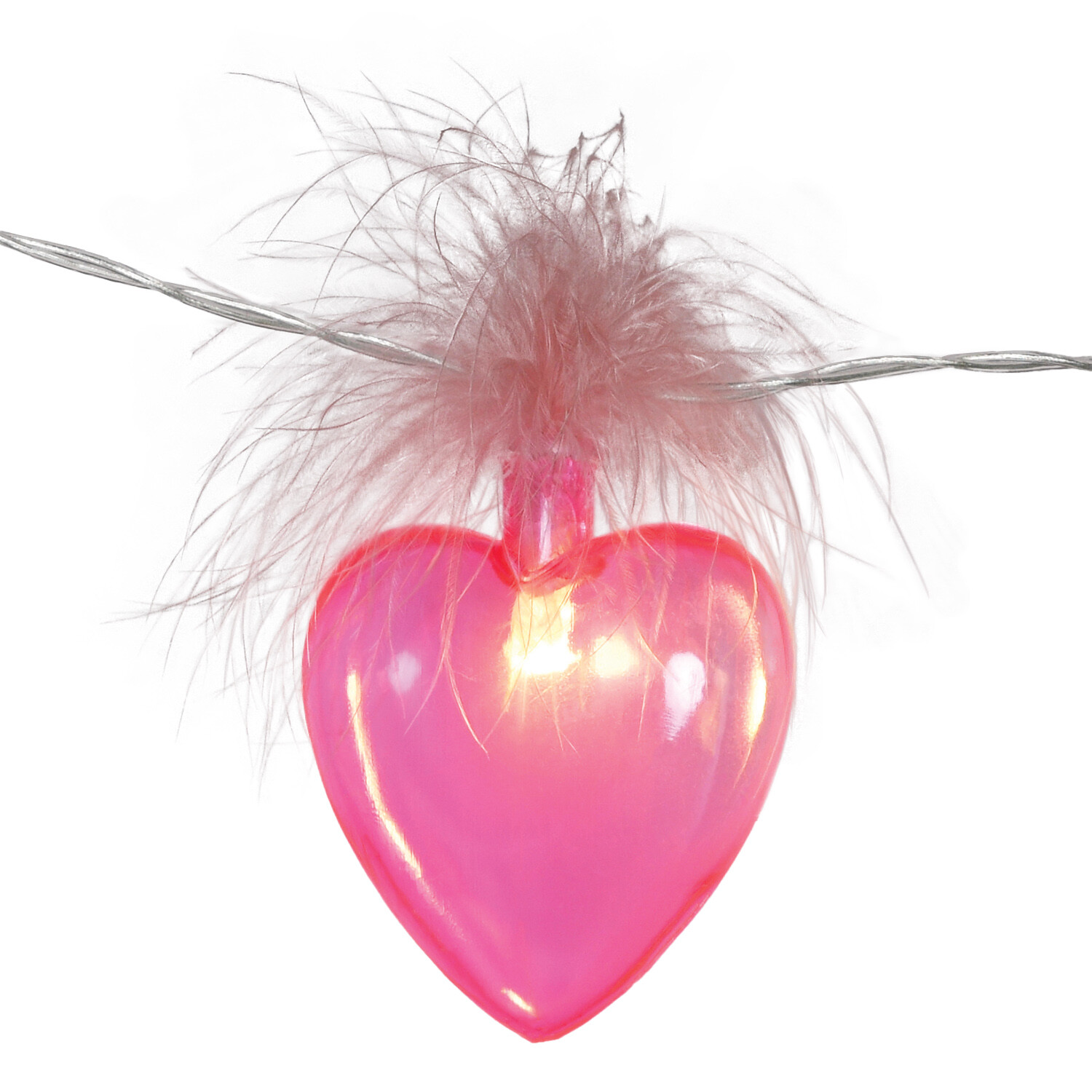 20 LED Fluffy Heart String Light - Pink Image 2