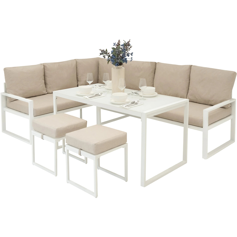 Jardi White 8 Seater Garden Corner Sofa Set Image 2