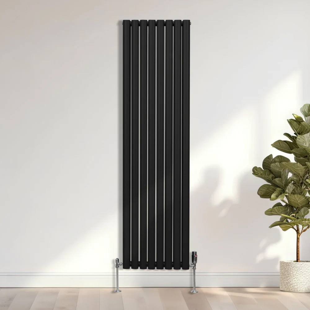 Monster Shop 6421BTU Black Oval Column Radiator and Valves 1800 x 480mm Image 2