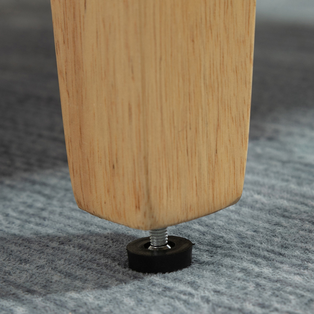HOMCOM Dining Chair Linen-Touch Fabric Kitchen Chair W/ Rubber Wood Legs Grey Image 7