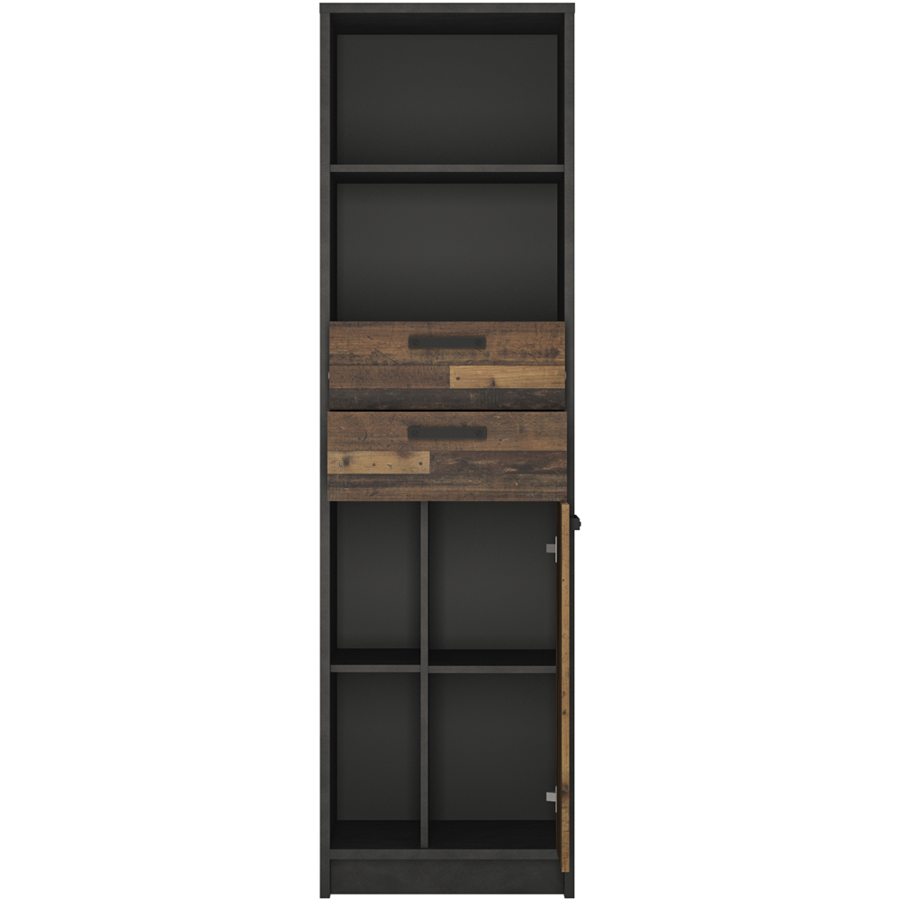 Florence Brooklyn Single Door 2 Drawer Walnut and Dark Matera Grey Bookcase Image 3