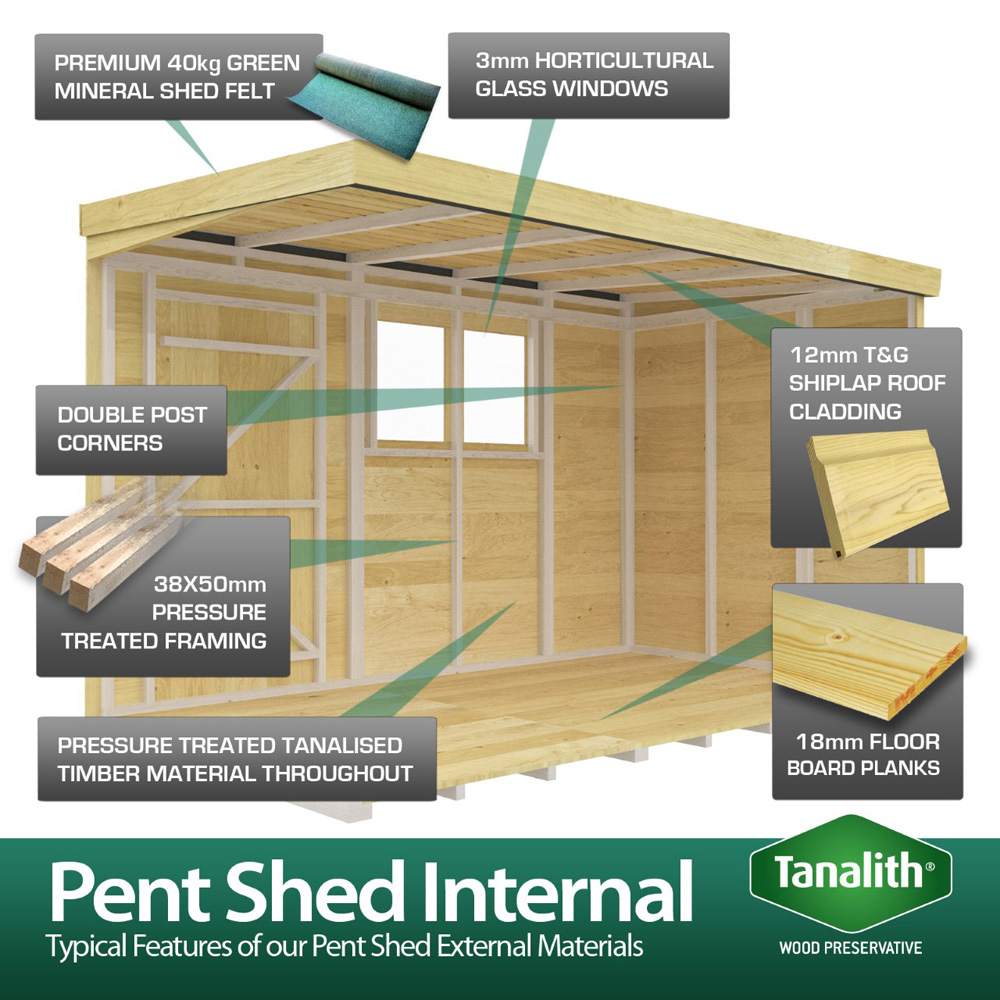 DIY Sheds 6 x 5ft Tongue and Groove Timber Pent Security Garden Shed Image 5