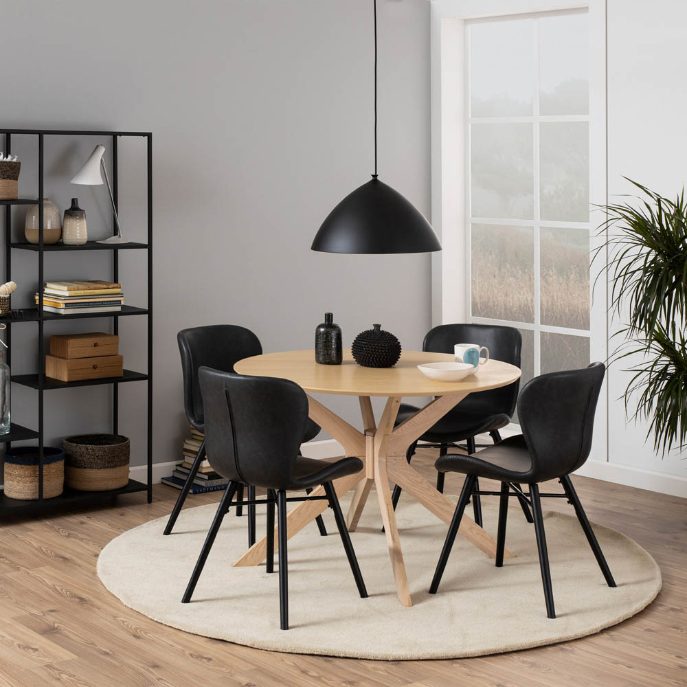 Furniture To Go I_Duncan White Oak 4 Seater Round Dining Table Image 9