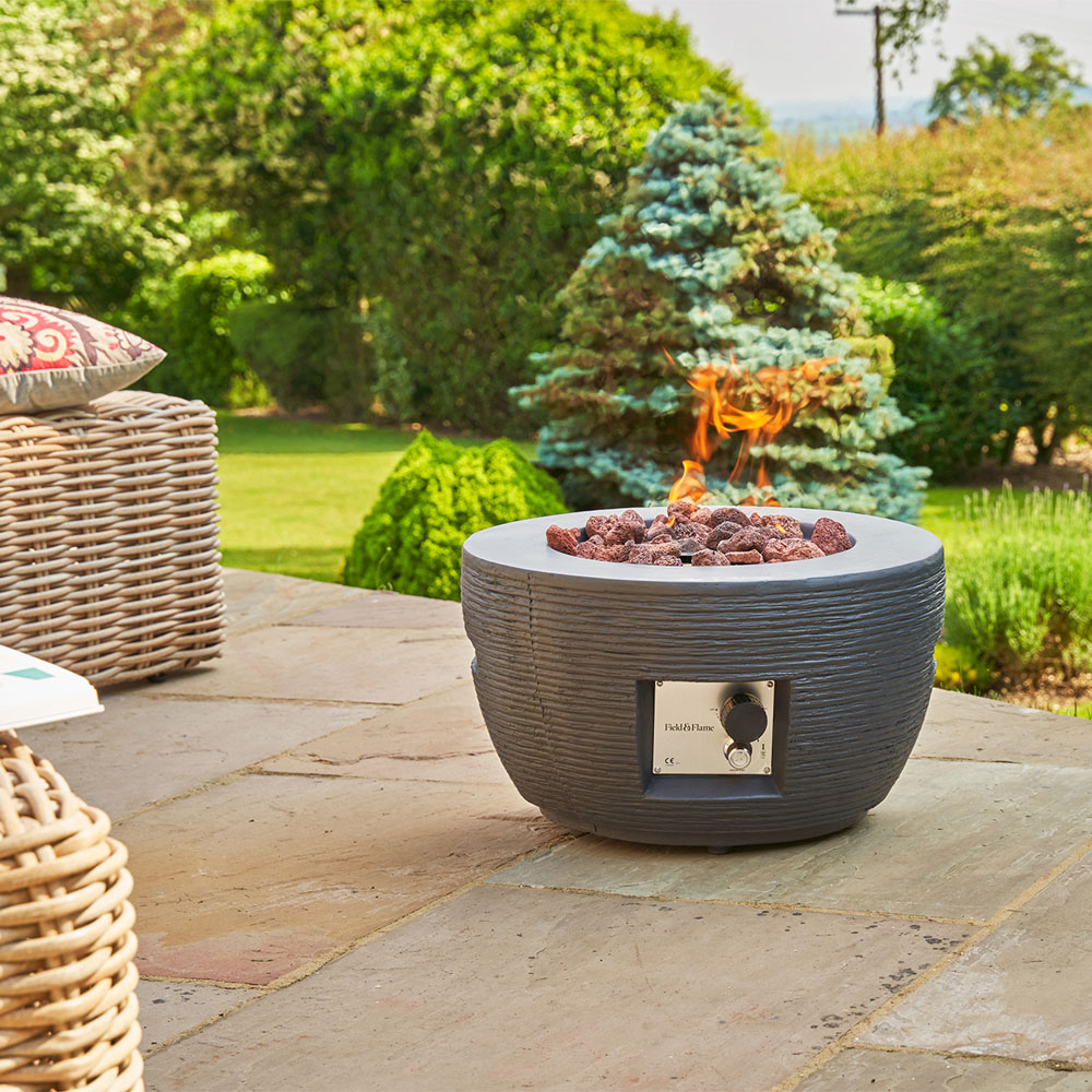 Field & Flame Marilla Grey Bowl Shaped Gas Fire Pit 45000 BTU Image 2