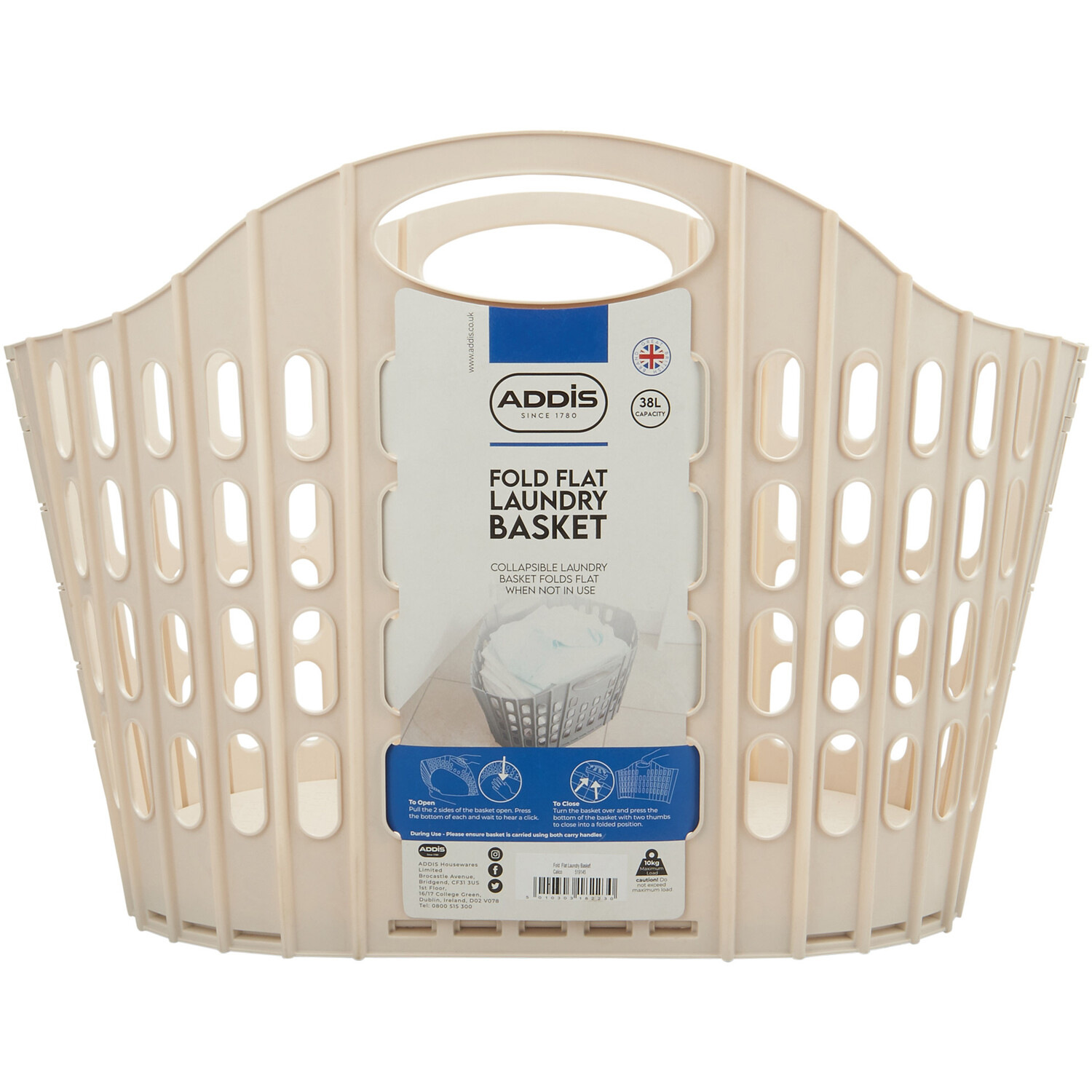 Addis Cream Fold Flat Laundry Basket 38L Image 3