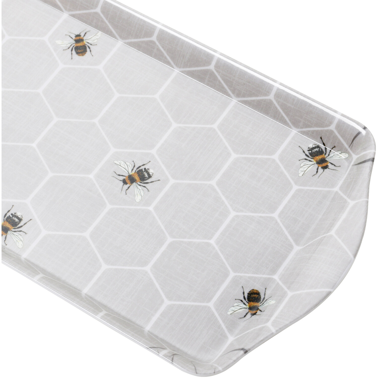 Honeycomb Bee Tray - Grey / Long Drinks Tray Image 2