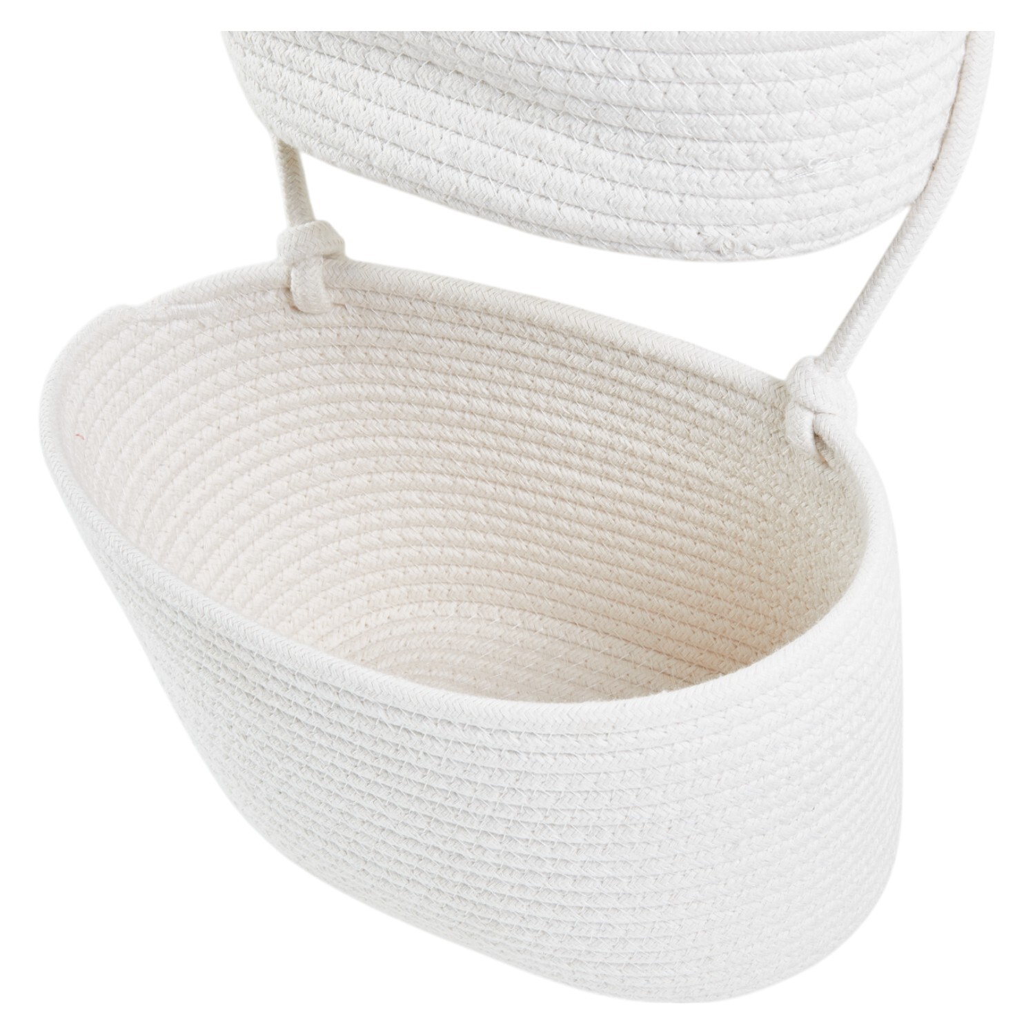 3 Tier Rope Hanging Storage Baskets White Image 3