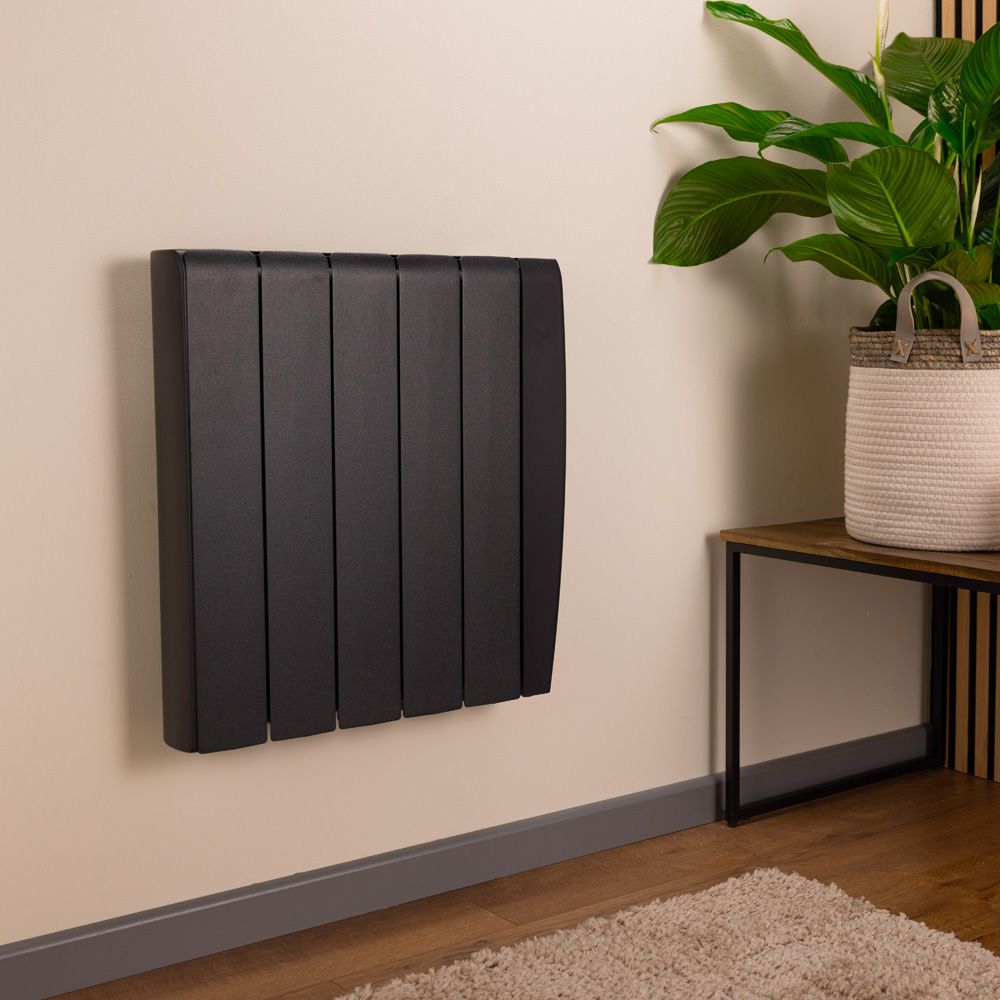 TCP Smart Black Ceramic Wall-Mounted Electric Panel Radiator 1500W Image 2