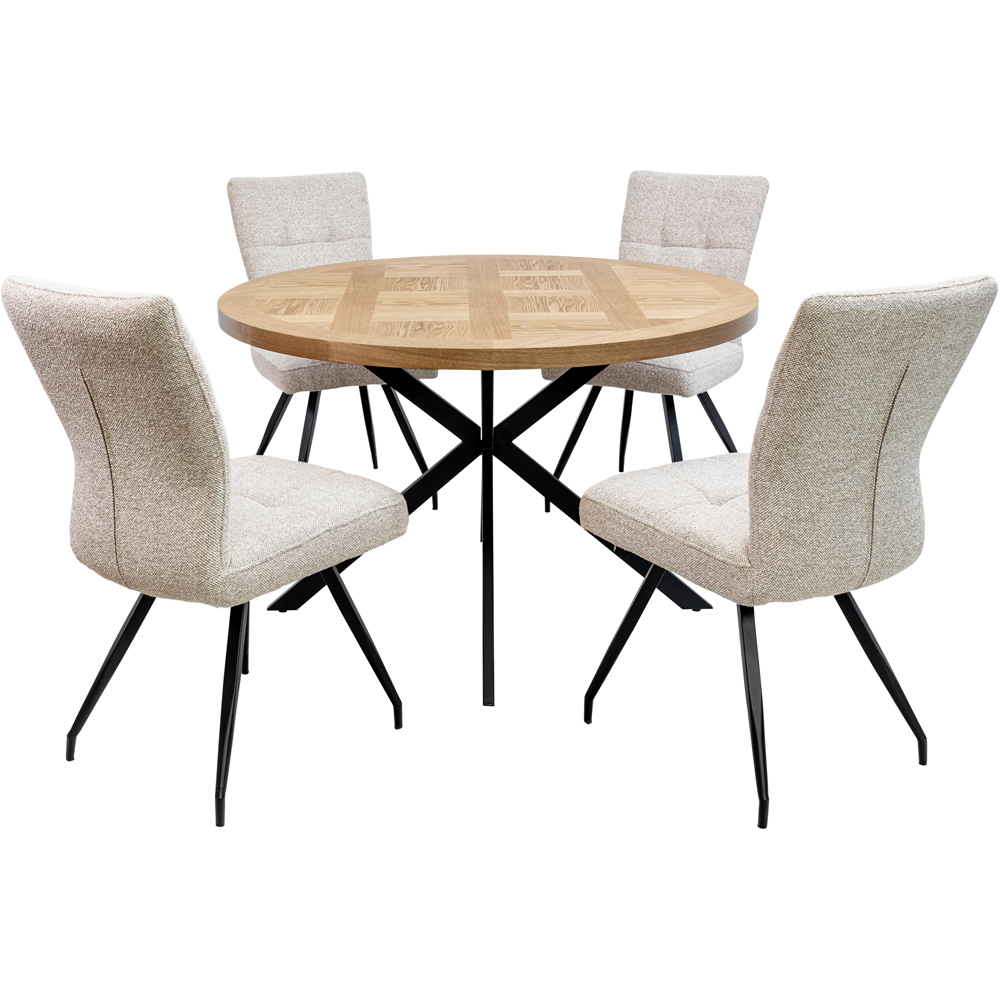 WF Daisy Cobble Natural Fabric Dining Chairs with Black Legs Set of 2 Image 5