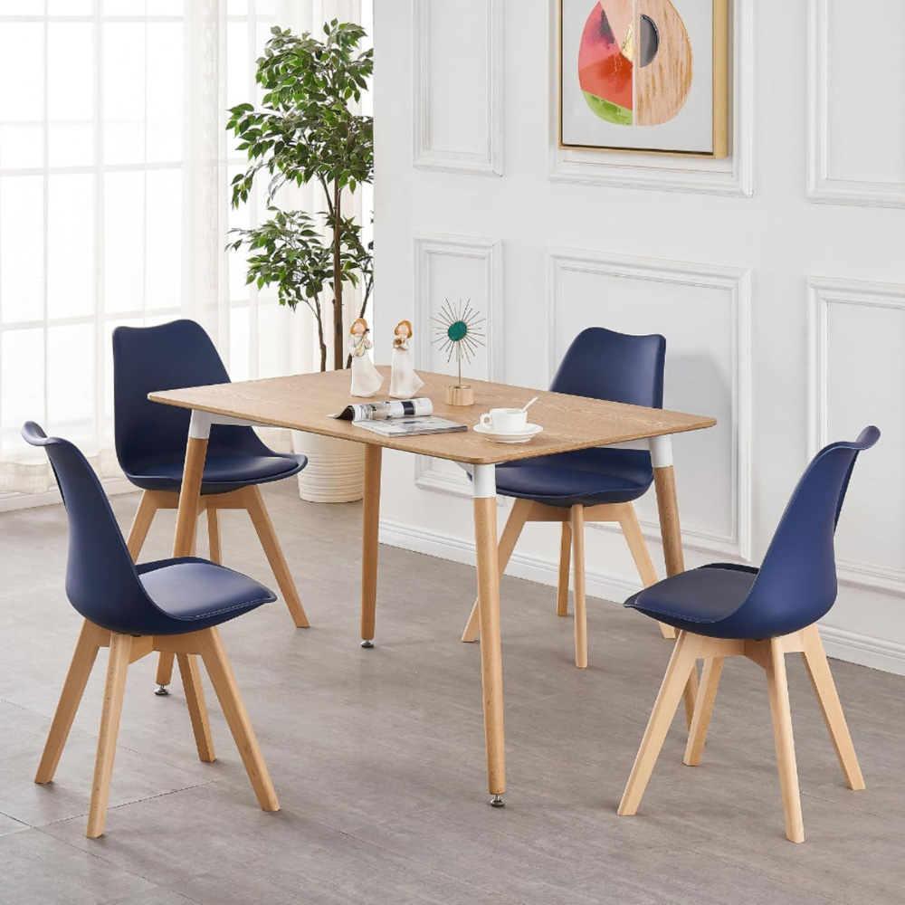 Life Interiors Lorenzo Royal Blue Faux Leather Plastic Dining Chairs Set of 4 Image 7