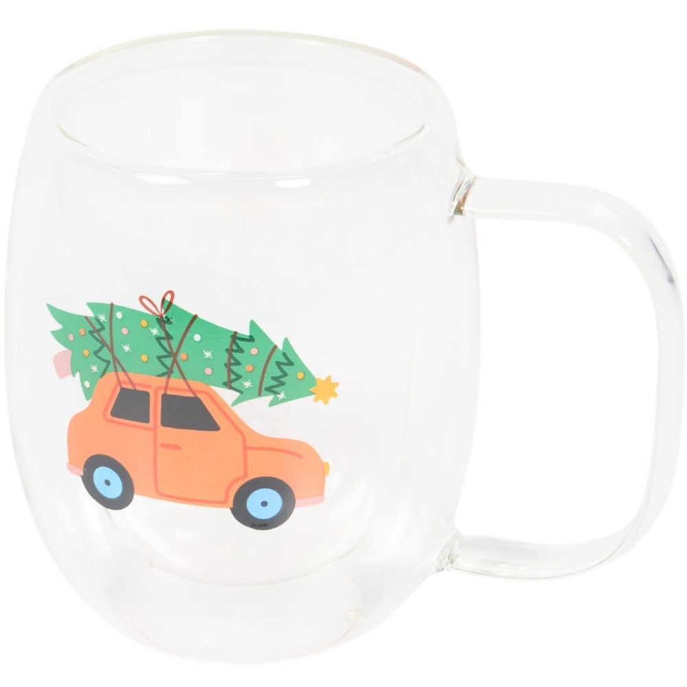 Double Wall Christmas Glass Mug Image 6
