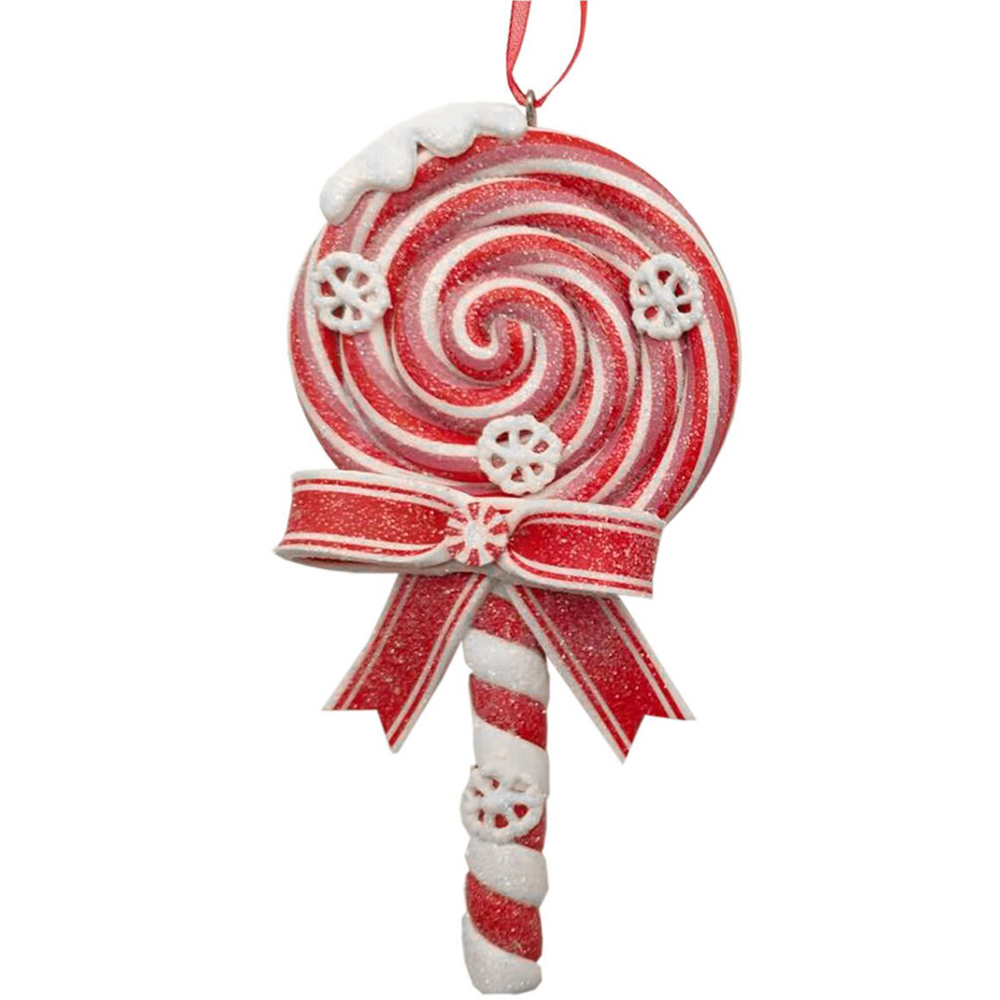 Single Candy Cane Lane Hanging Glittered Lollipop Christmas Decoration in Assorted styles Image 2