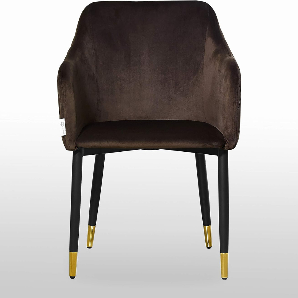 Life Interiors Verona Brown and Gold Velvet Upholstered Dining Chair Set of 2 Image 4