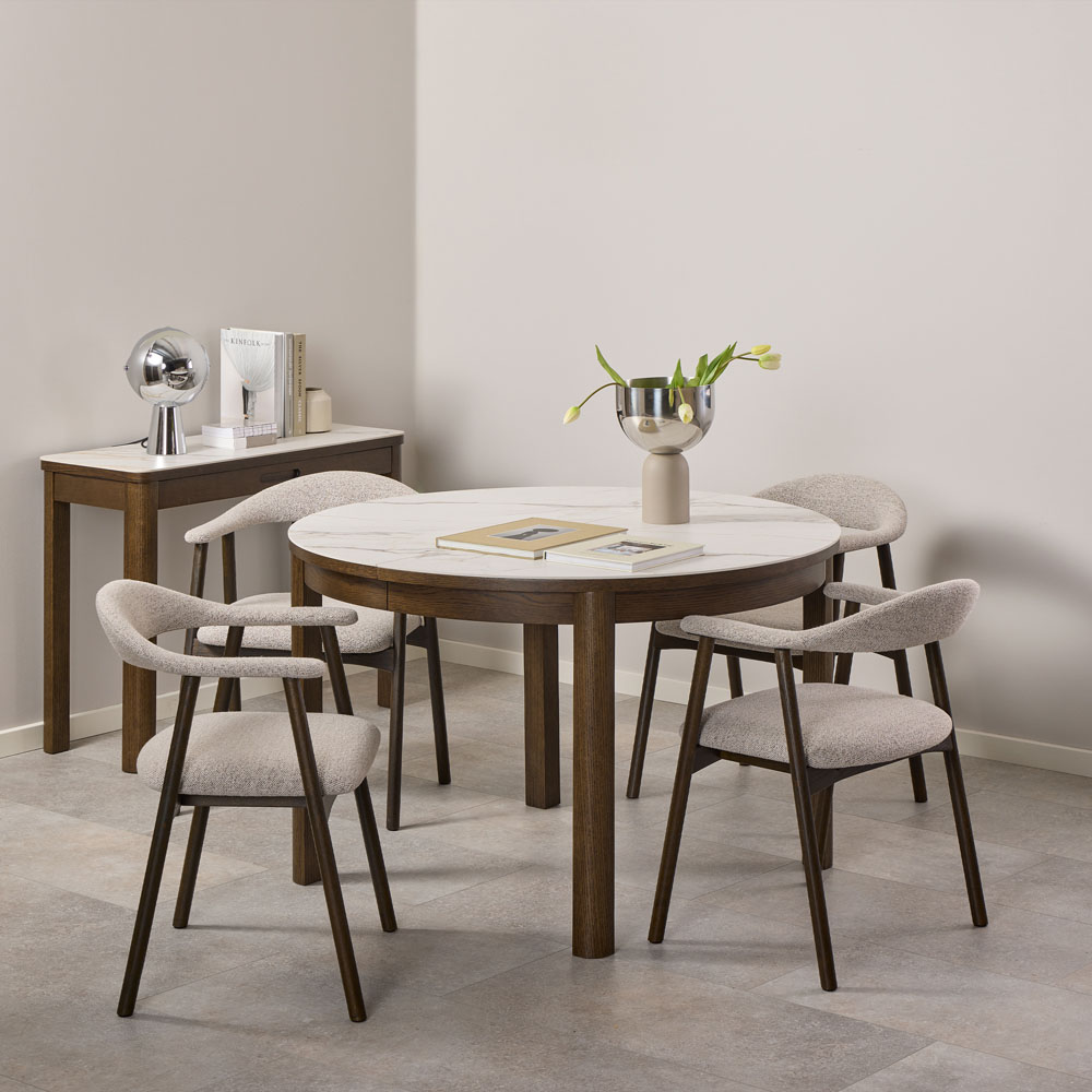 Furniture To Go Southampton Cream Ceramic 8 Seater 220cm Round Extendable Dining Table Image 6