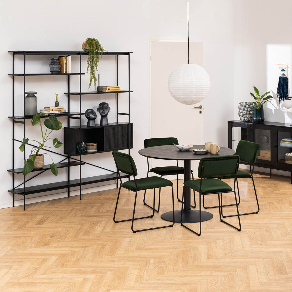 Furniture To Go Ibiza 4 Seater Round Dining Table with Black Ash Top and Matt Black Base Image 9