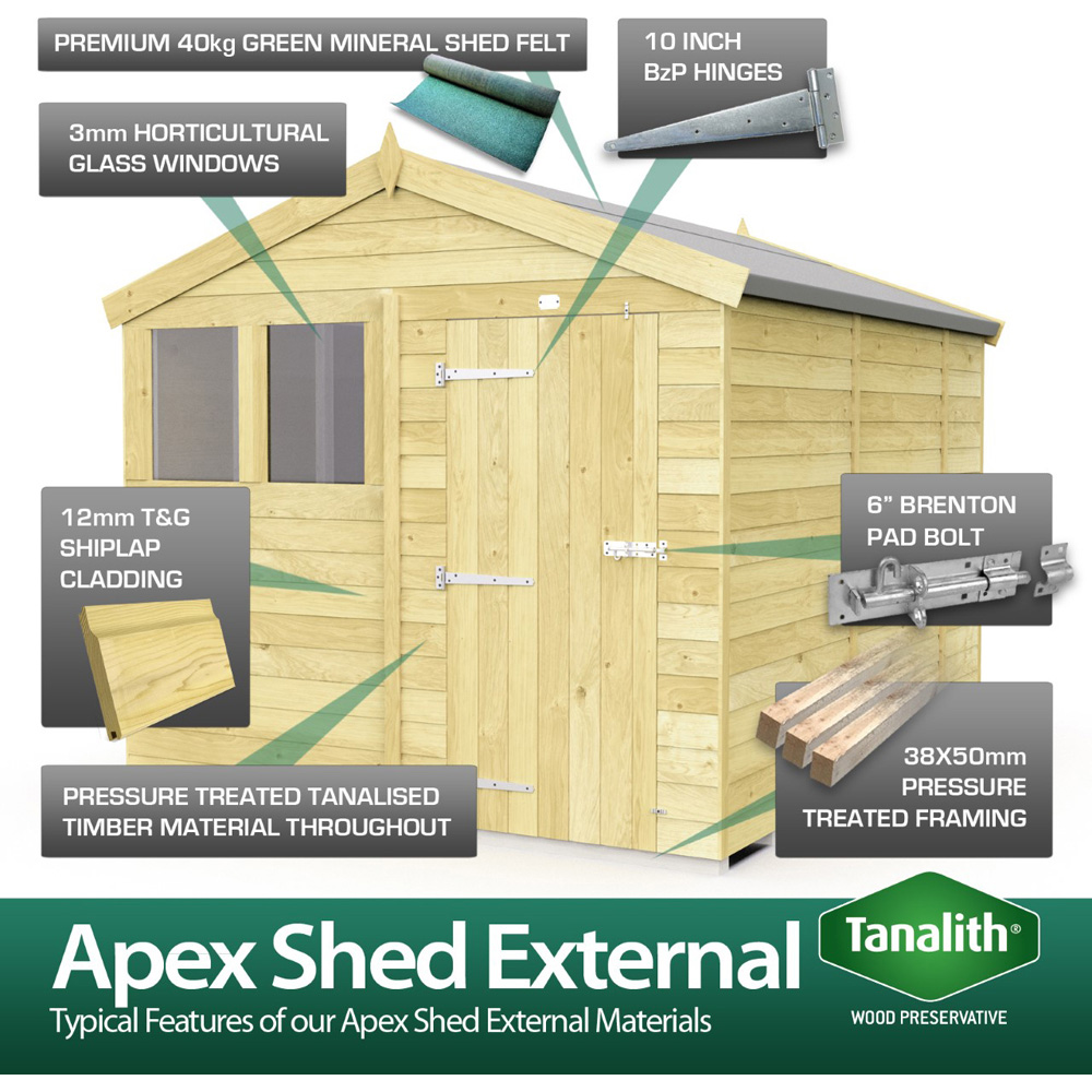 DIY Sheds 4 x 8ft Tongue and Groove Timber Apex Garden Shed Image 8
