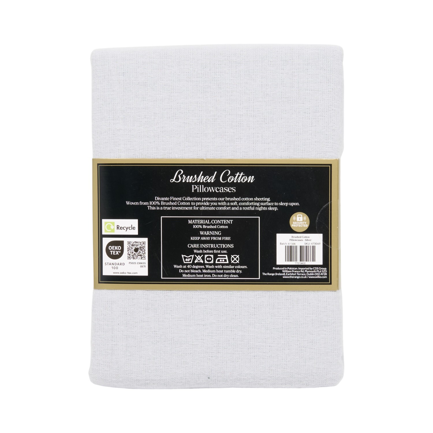 Pack of 2 Brushed Cotton Pillowcases Silver Image 3
