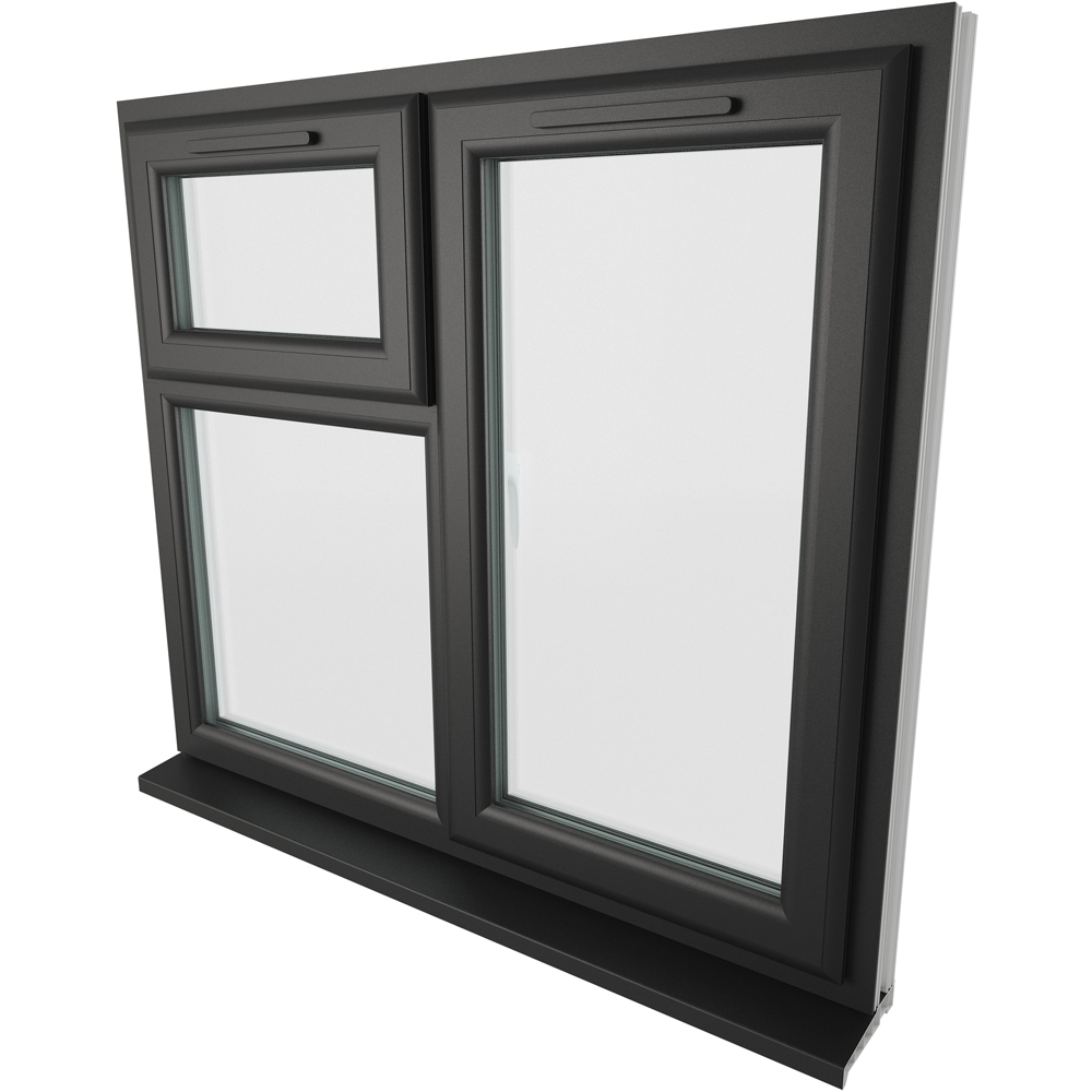 Crystal Black and White RH Side Hung and Top Opener Clear Double Glazed Window 1190 x 1040mm Image 4