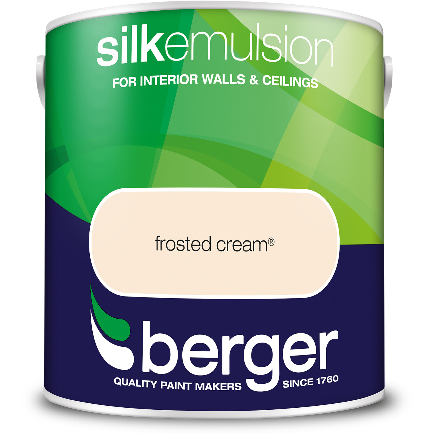 Berger Walls & Ceilings Frosted Cream Silk Emulsion Paint 2.5L Image 2