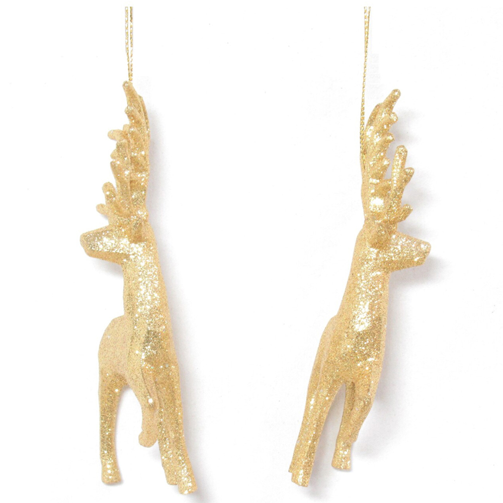 Glitter Reindeer Decoration Gold Image 5